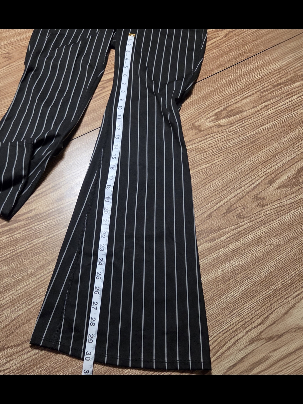 JoyLab Black Pinstripe Flare Leggings - Picture 5 of 8